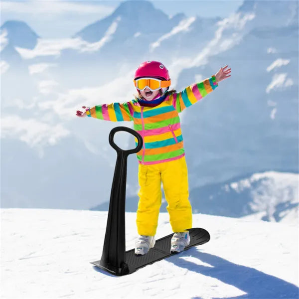 Safe Kids Snow Scooter - Raised Anti-Slip Spots, Directional Bottom, Easy Steering & Balance-Black