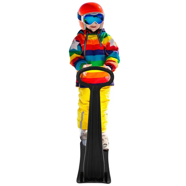 Safe Kids Snow Scooter - Raised Anti-Slip Spots, Directional Bottom, Easy Steering & Balance-Black